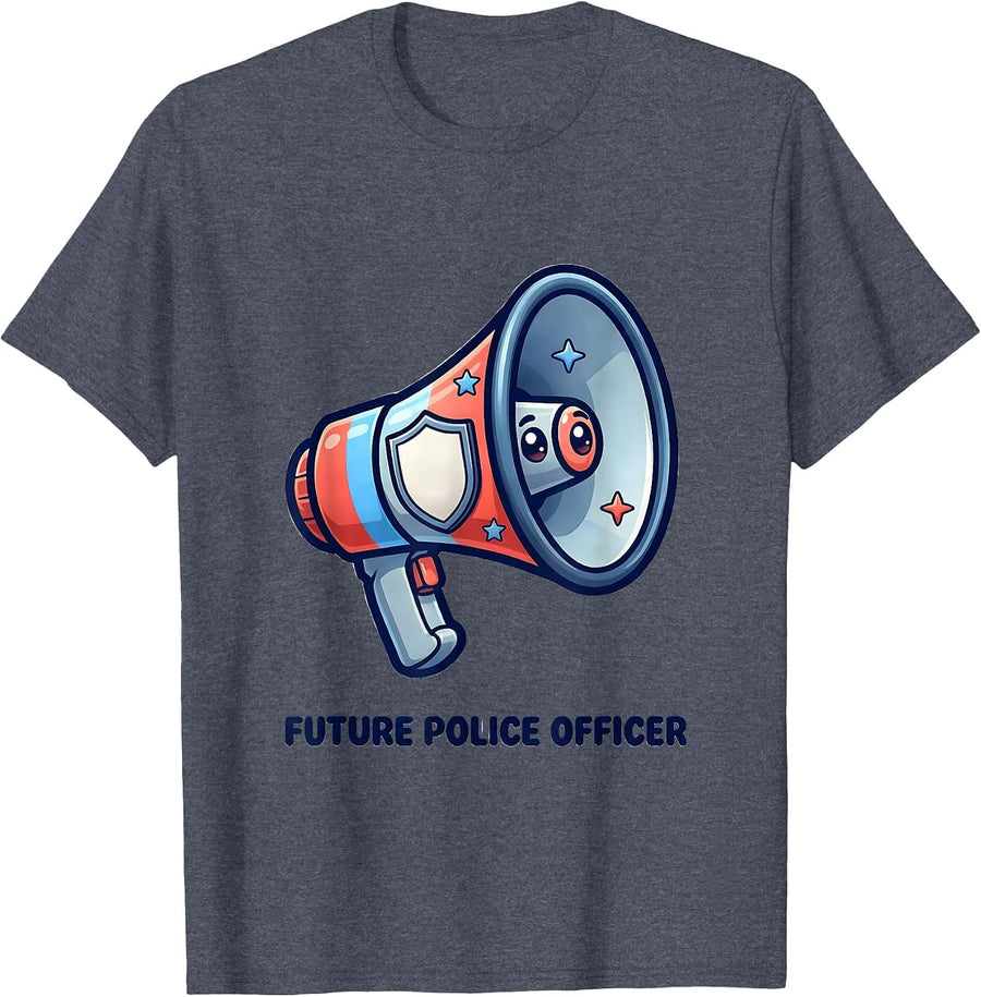 Future Police Officer Cute Kawaii Kids Costume Play T-Shirt - Heather Blue