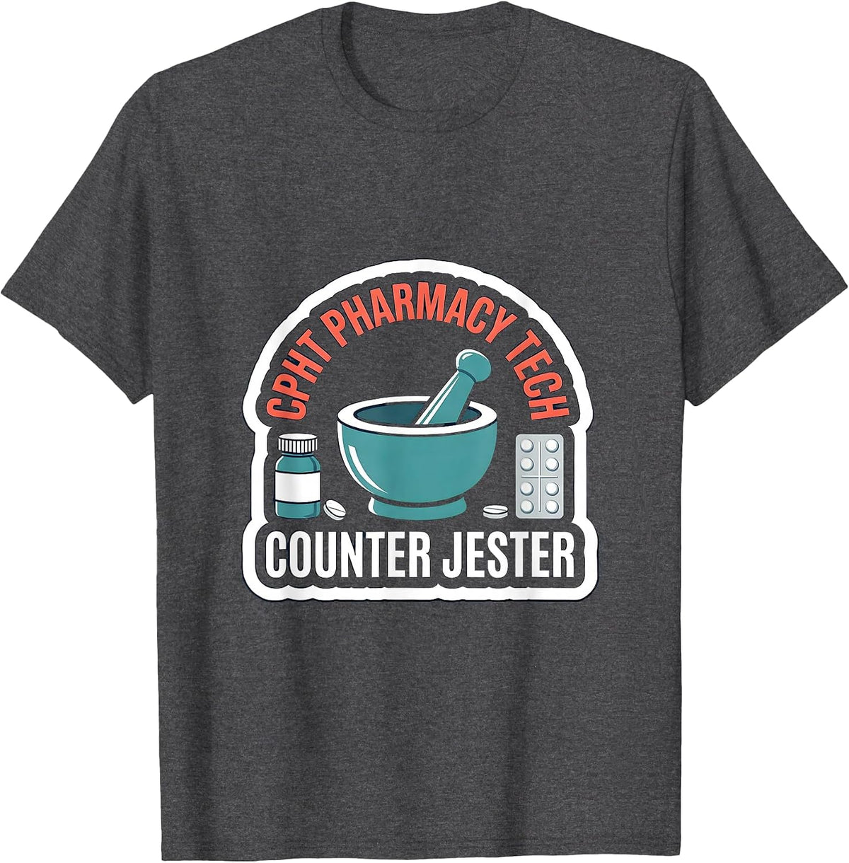 Men's CPhT Pharmacy Tech Counter Jester Funny Pharmacy Technician T-Shirt - Dark Heather Grey