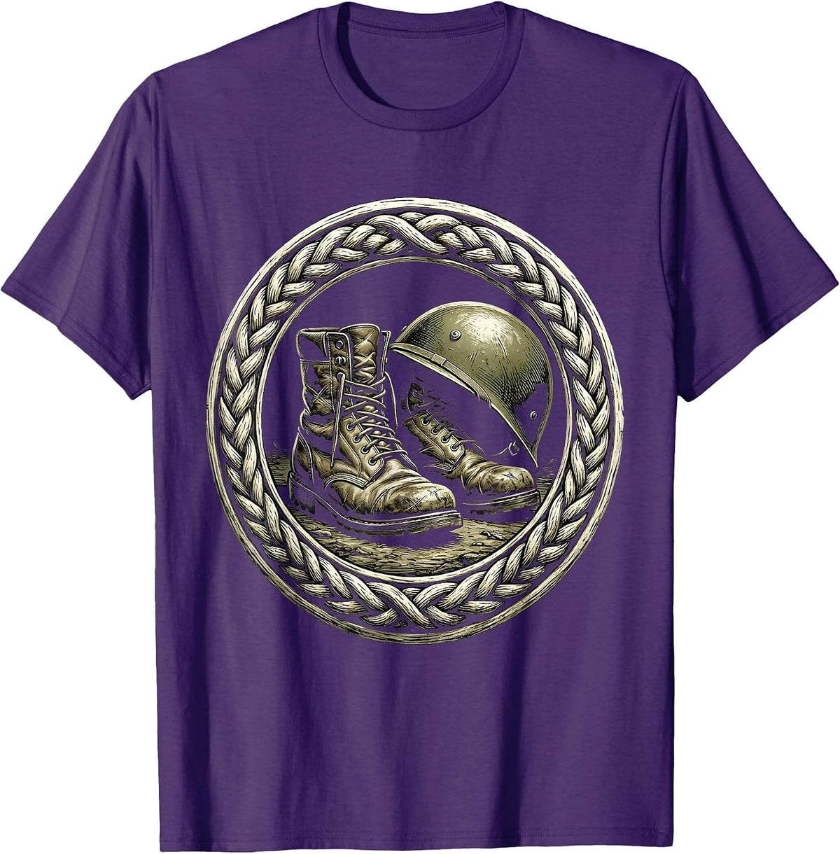 Boots on the Ground Soldier Memorial Graphic T-Shirt - Purple