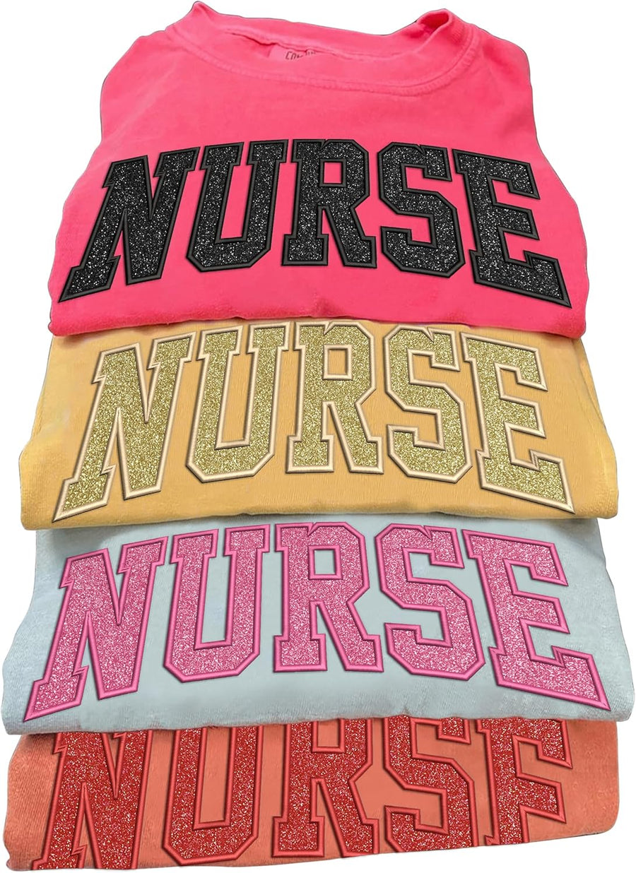 Personalized Nurse Embroidered Sweatshirt For Women - Personalized Registered Nurse Gifts, Custom Name Nurse Embroidered