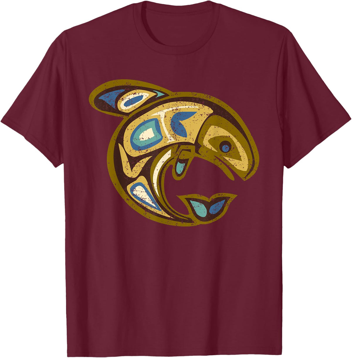 Native American Totem ORCA Killer Whale 2 T-Shirt T-Shirt - Burgundy