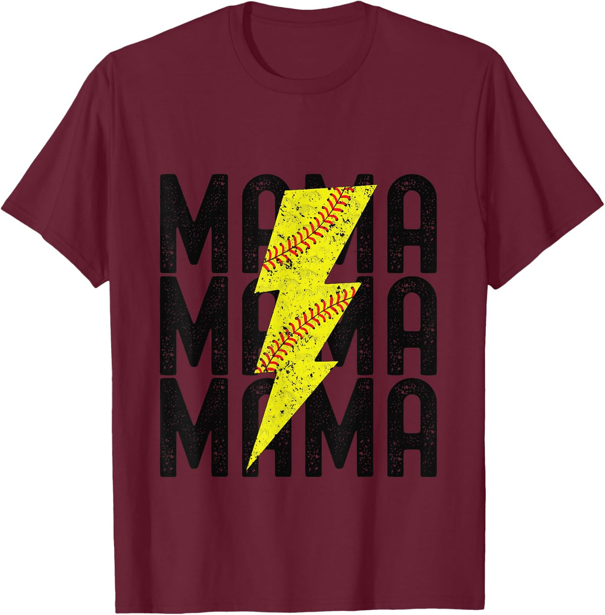 Softball Mama Lighting Softball Mothers Day T-Shirt - Burgundy