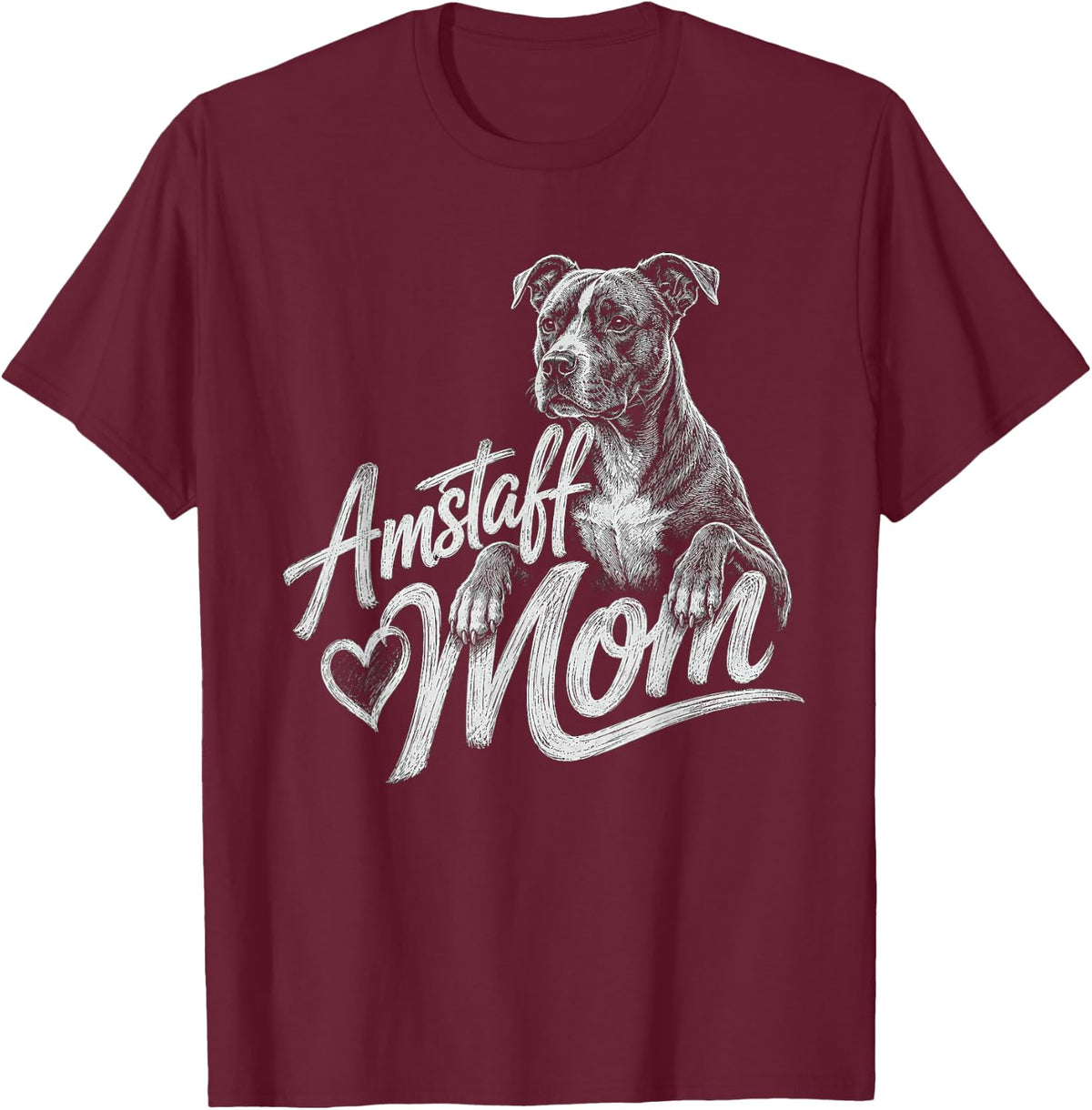 American Staffordshire Terrier Amstaff Mom Design T-Shirt - Burgundy