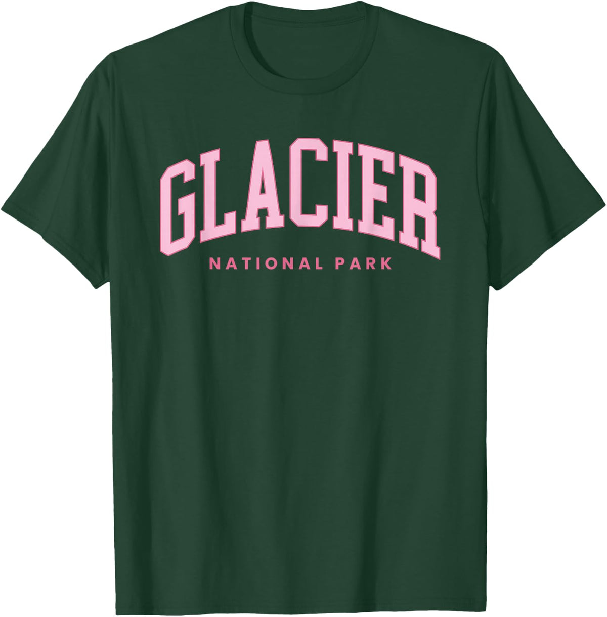 Retro Glacier National Park Preppy Throwback Womens Hiking T-Shirt - Dark Green