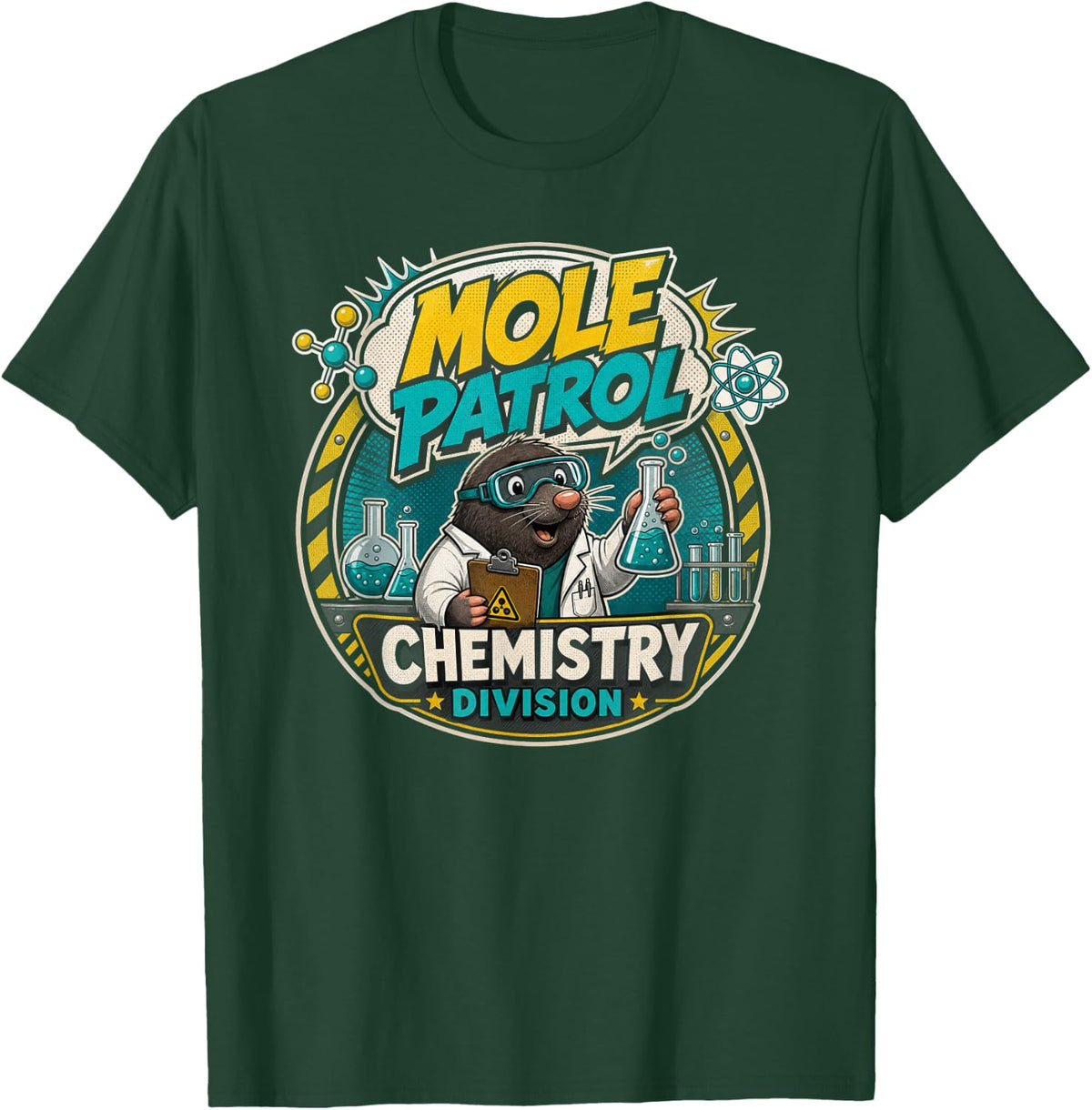 Mole Day Chemistry Mole Patrol T-Shirt - Dark Green