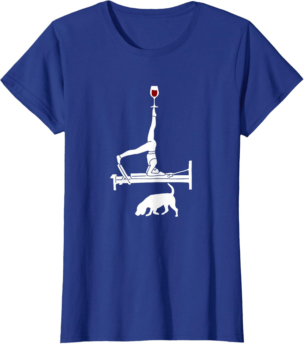 Reformer Pilates Beagle dog wine lover T-Shirt - Royal Blue