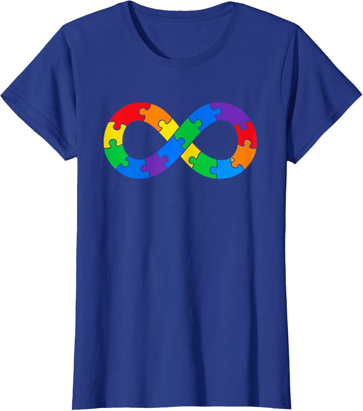 Autism Acceptance Rainbow Heart Love Infinite Neurodiversity T-Shirt - Royal Blue