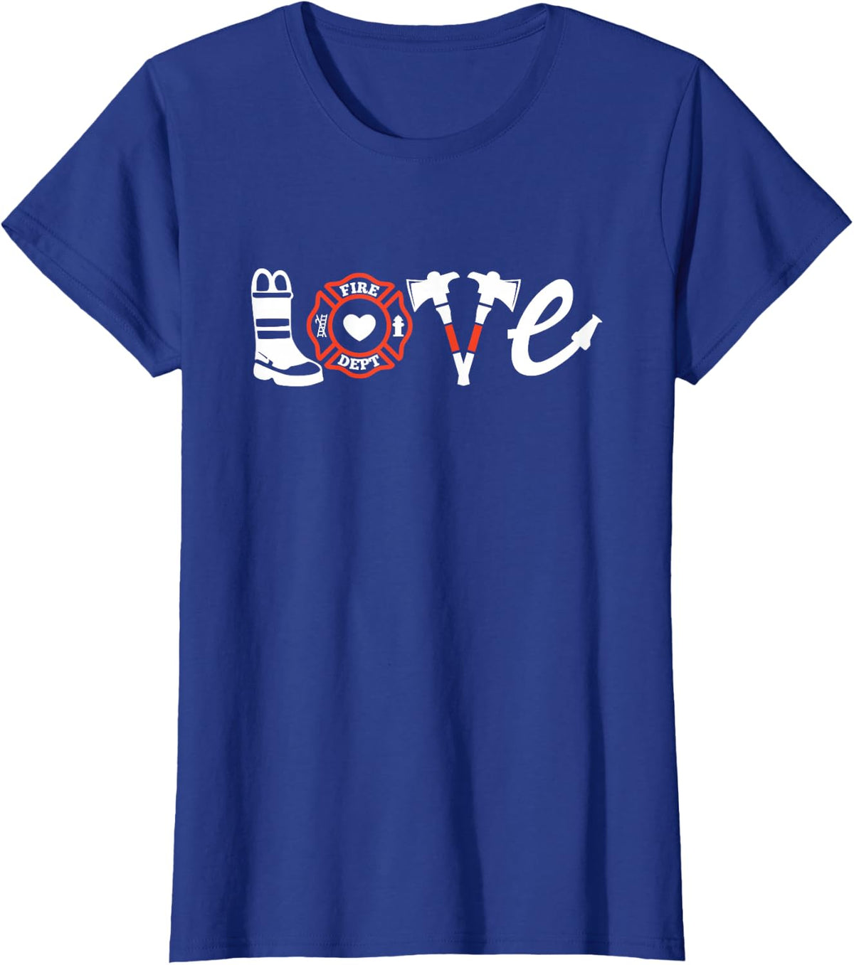Firefighter Shirt- Love Firefighter Tee, Firefighter Gift T-Shirt - Royal Blue