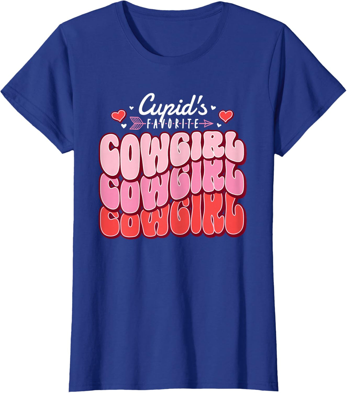 Cupid's Favorite Cowgirl Valentine's Day Hearts T-Shirt - Royal Blue