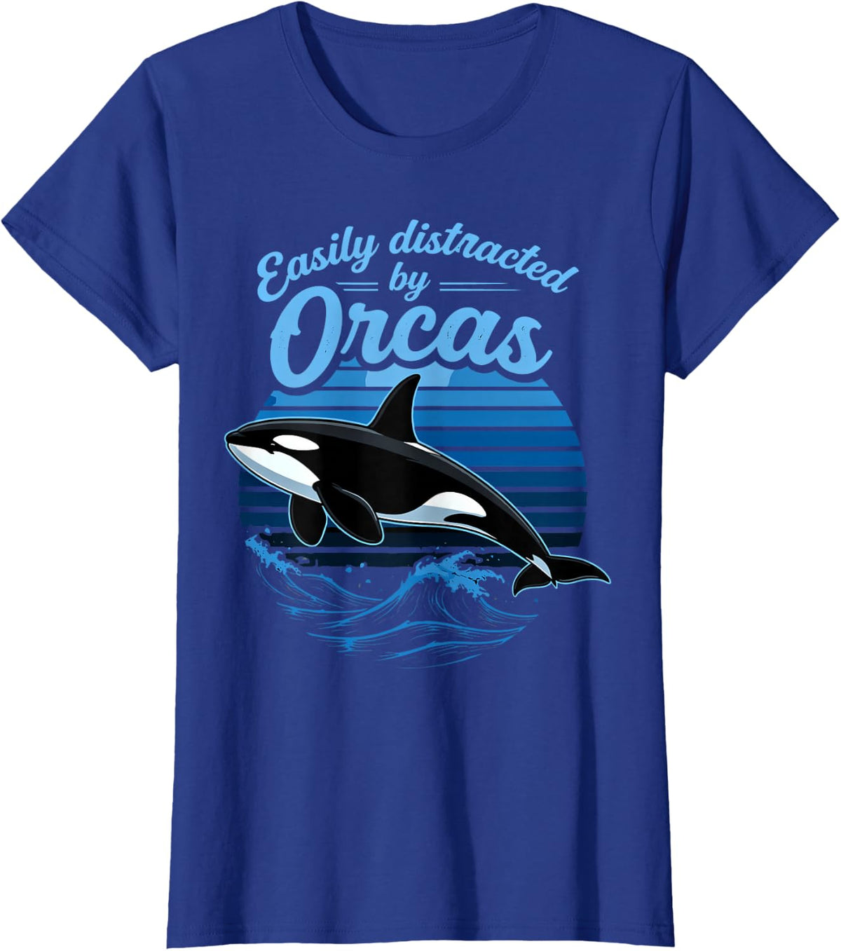 Easily Distracted By Orcas Orca Killer Whale T-Shirt - Royal Blue