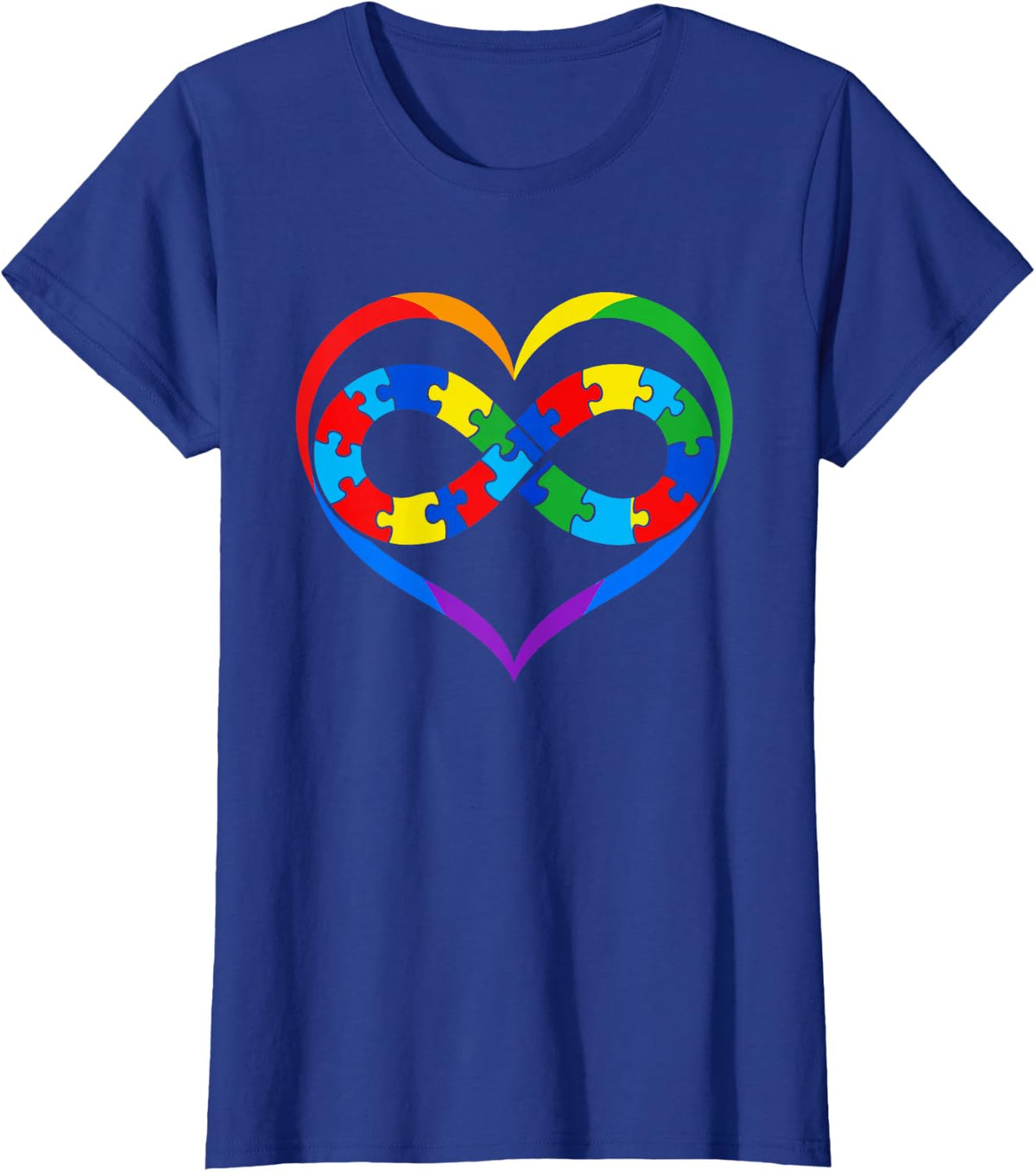 Autistic Pride Rainbow Infinity Symbol Neurodiversity Autism T-Shirt - Royal Blue