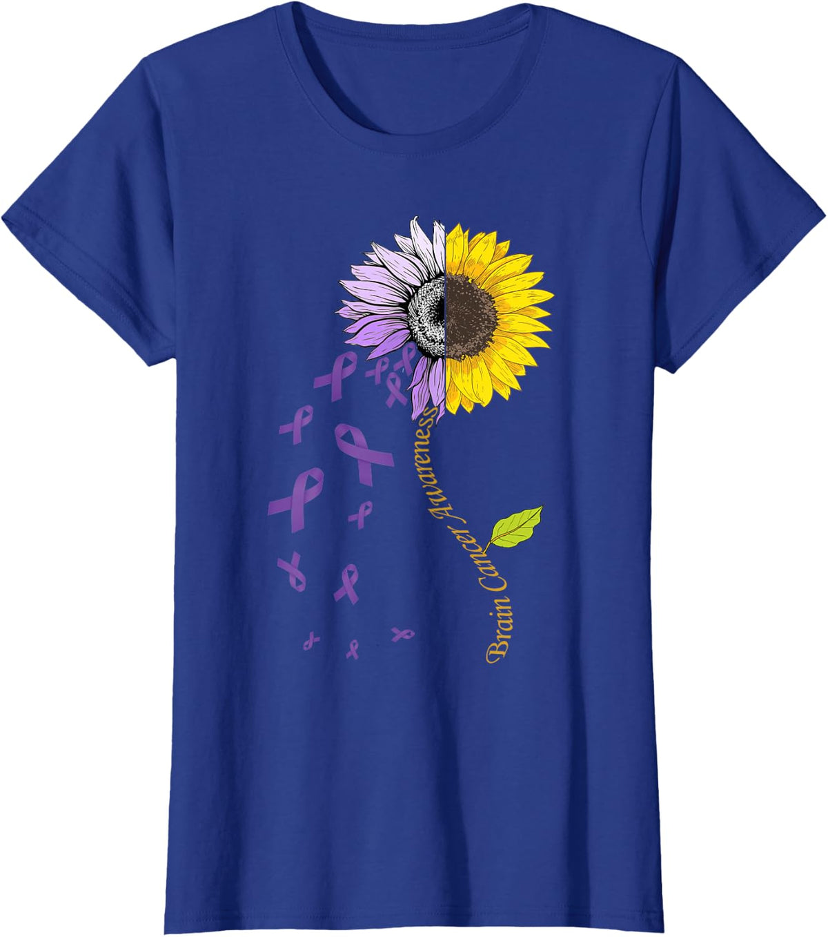 Sunflower Awareness Brain Cancer Awareness T-Shirt - Royal Blue