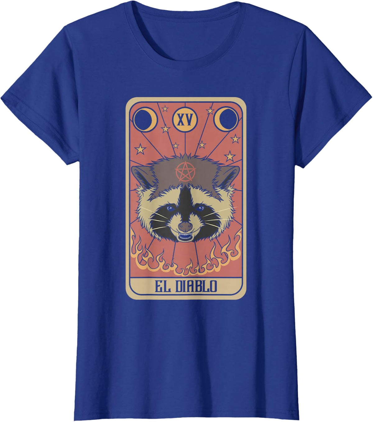 Raccoon Tarot Card El Diablo Satanic Trash Panda Cult T-Shirt - Royal Blue
