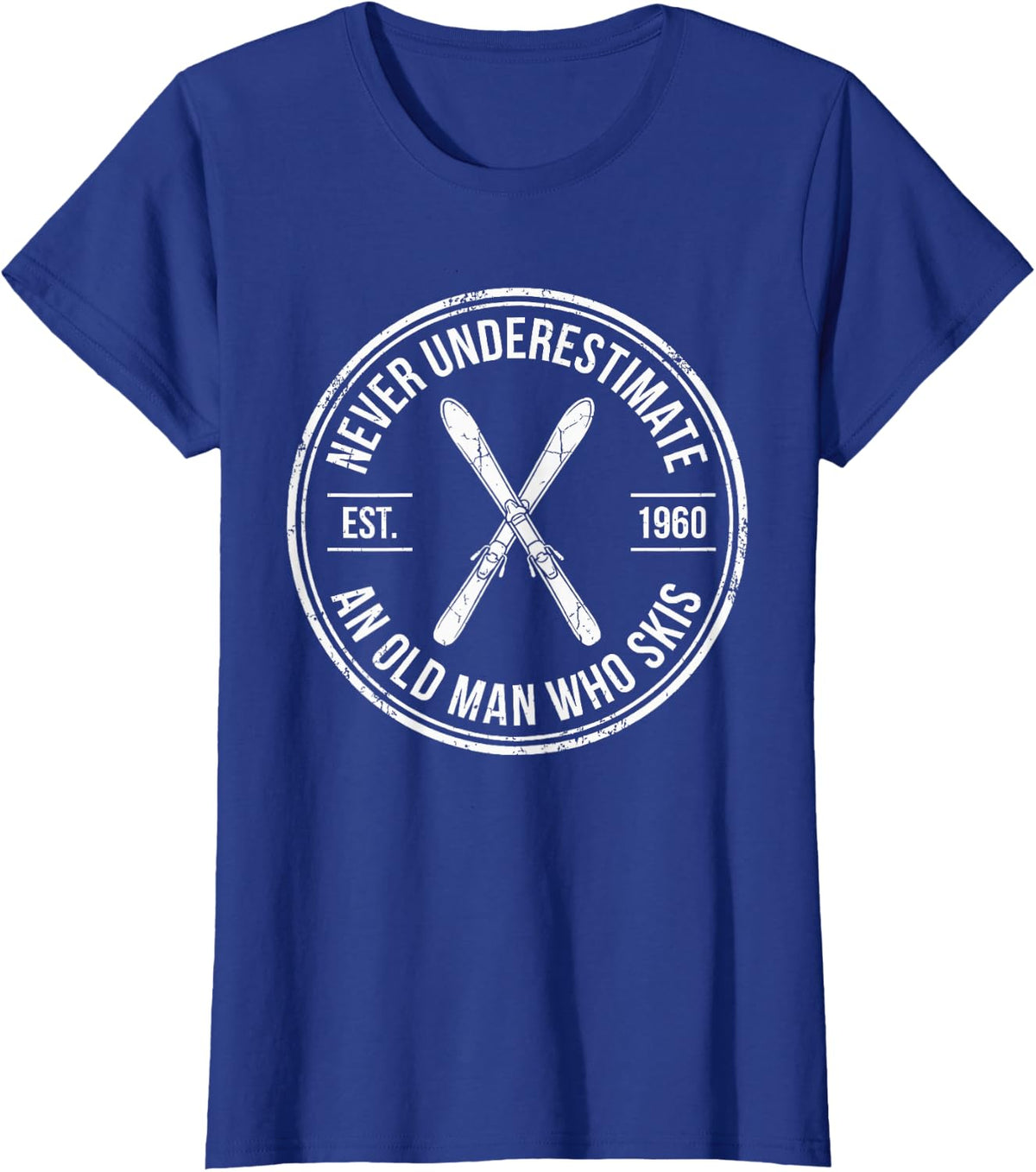 Never Underestimate an Old Man Who Skis Funny T-Shirt - Royal Blue