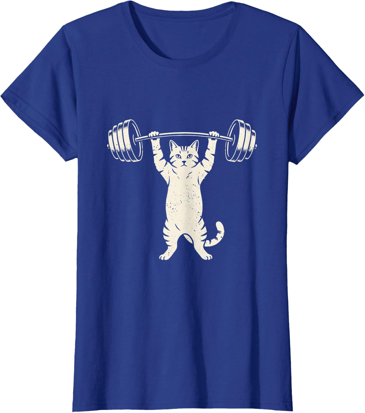 Vintage Weightlifting Cat Gym Deadlift Fitness T-Shirt - Royal Blue