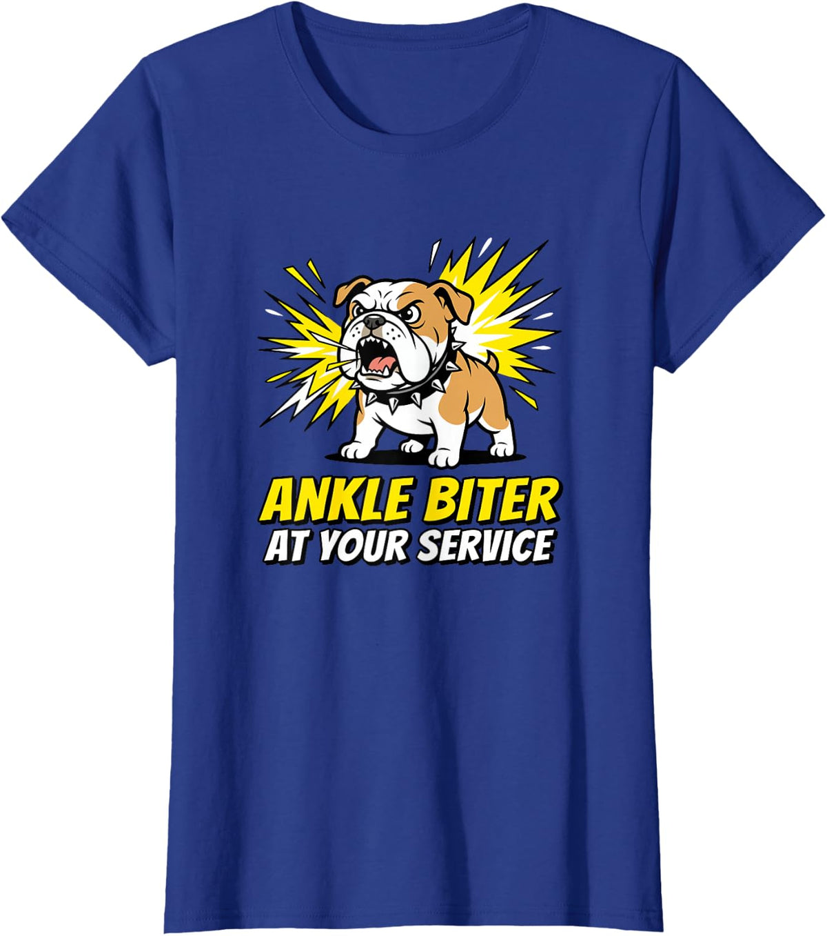 Ankle Biter At Your Service Bulldog Owner T-Shirt - Royal Blue