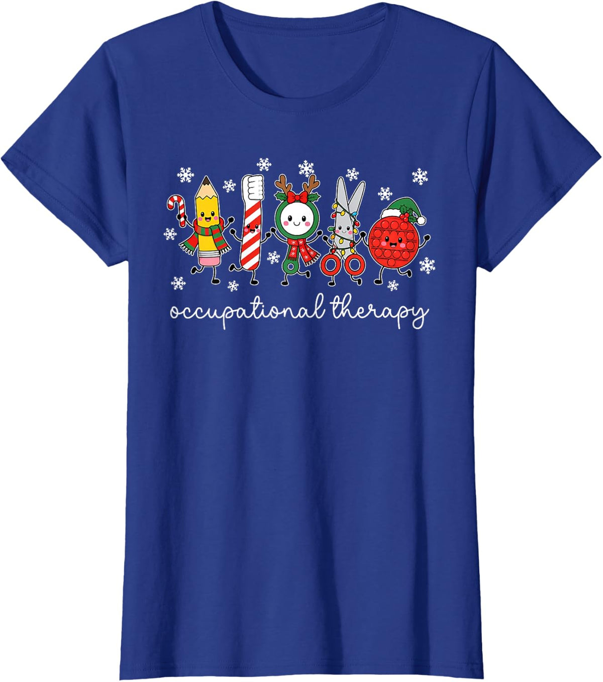 Christmas Occupational Therapy Doodle OT Assistant Holiday T-Shirt - Royal Blue