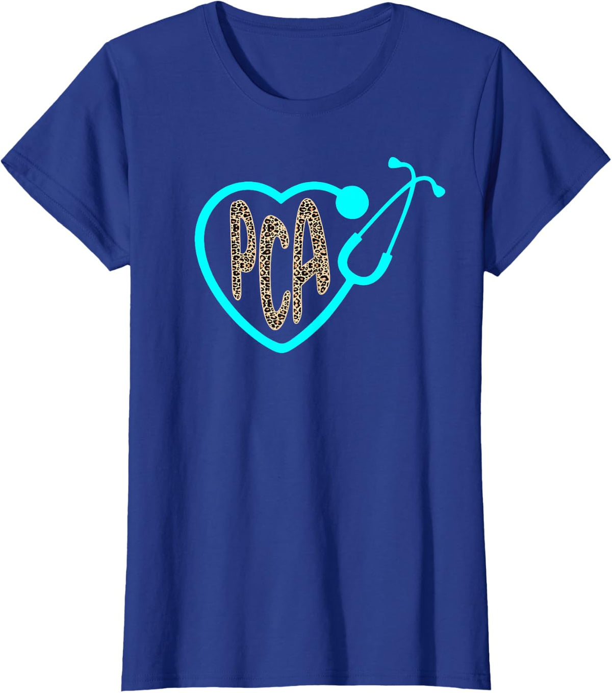 PCA Patient Care Assistant Heart Leopard Nurse Week 2023 T-Shirt - Royal Blue