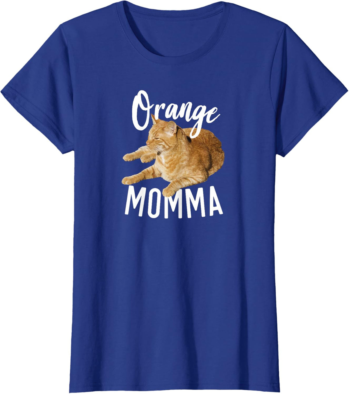 Orange Momma Tabby Lover Funny Saying Graphic T-Shirt - Royal Blue