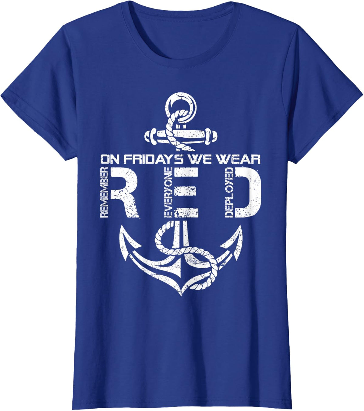 On Fridays We Wear Red Sailor Anchor US Military Support T-Shirt - Royal Blue