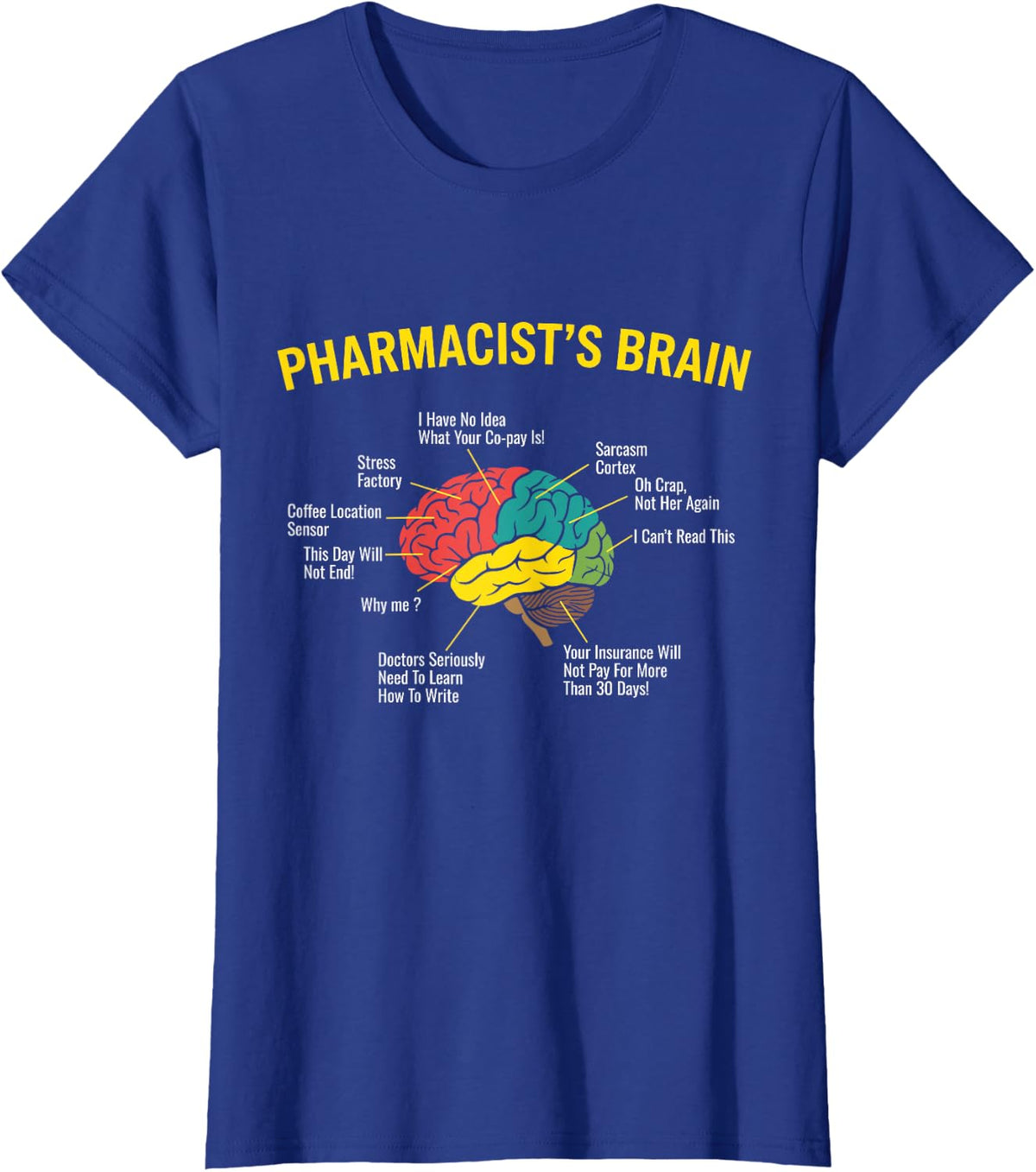 Pharmacist Brain Funny Pharmacy Work Humor T-Shirt - Royal Blue