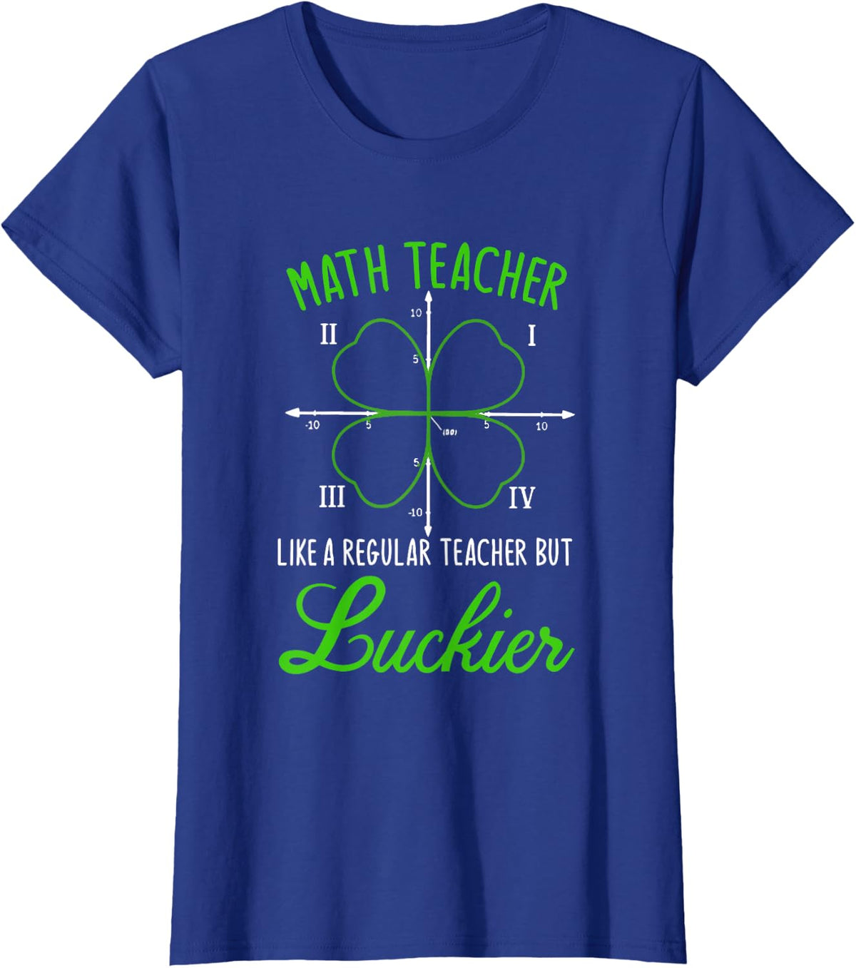 Math Teacher Like Regular Luckier St. Patrick's Day Shamrock T-Shirt - Royal Blue