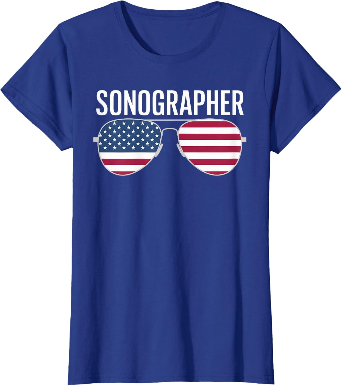 Sonographer American Flag Eyeglasses Patriotic T-Shirt - Royal Blue