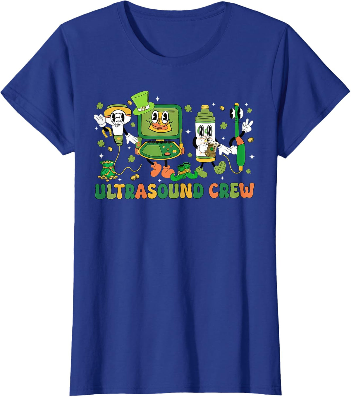 Ultrasound Crew St Patrick's Day Sonographer T-Shirt Tee for Ultrasound Tech Women Men - Royal Blue
