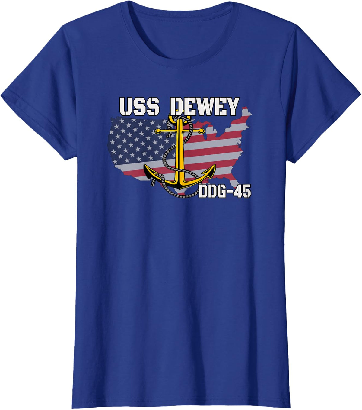 USS Dewey DDG-45 Destroyer Veterans Day Father Grandpa Dad T-Shirt - Royal Blue