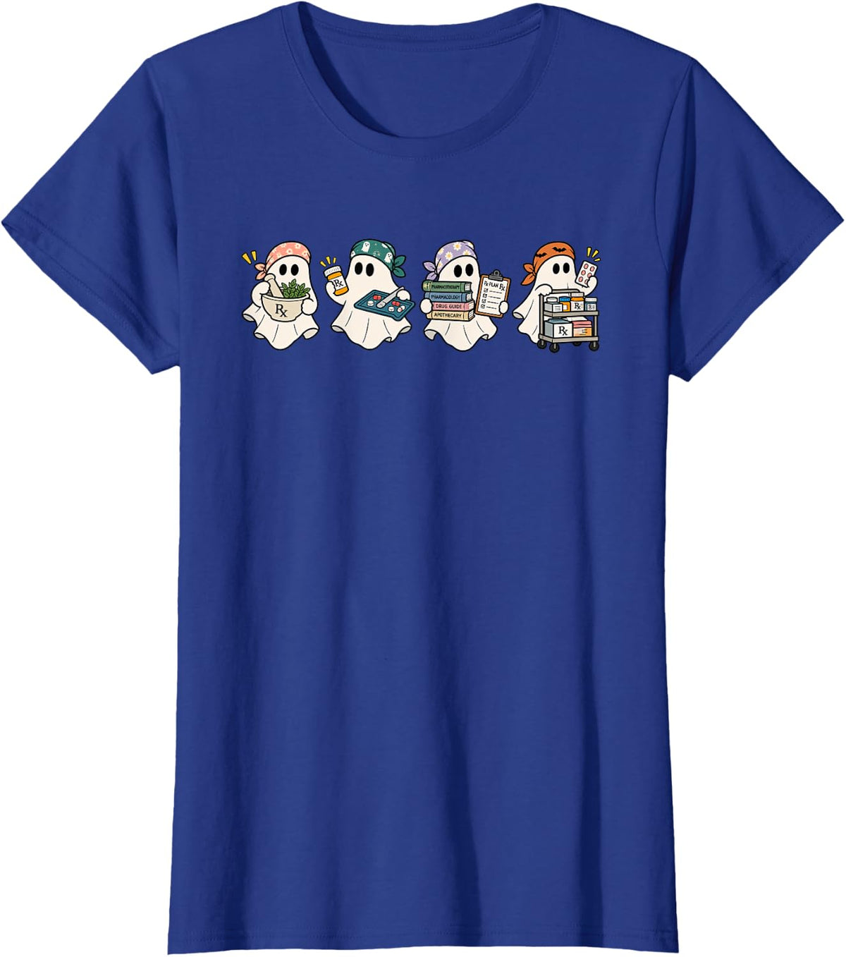 Halloween Pharmacist Ghost Rx Spooky Pharmacy Tech T-Shirt - Royal Blue