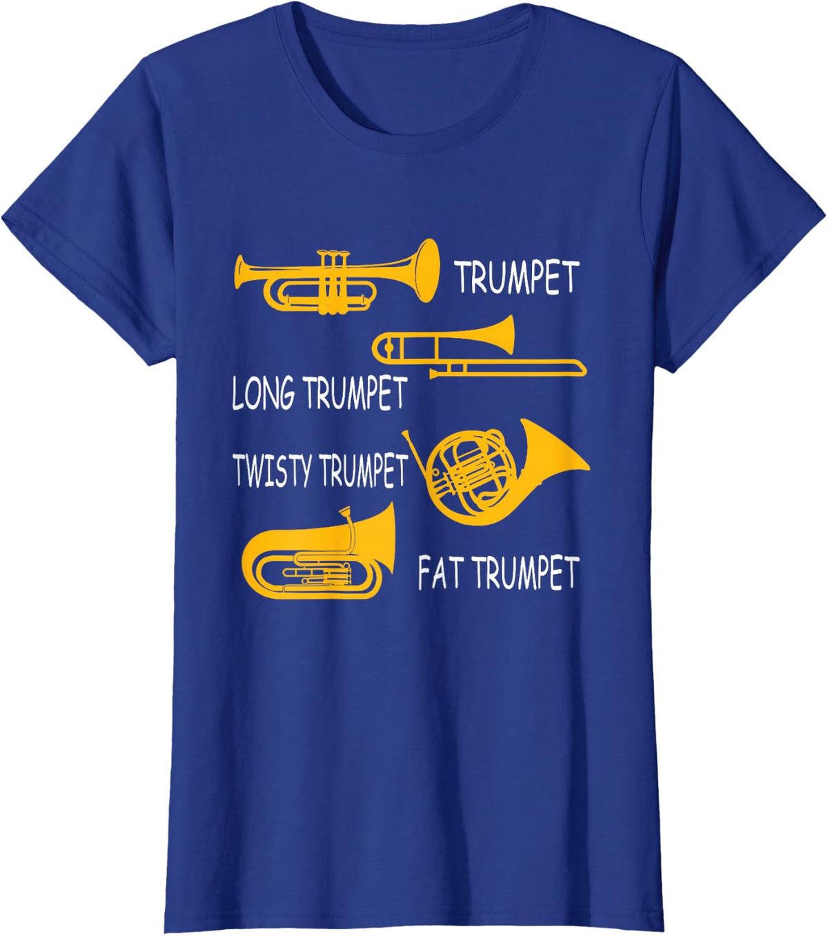 Types of Trumpet Marching Band Trumpet Player T-Shirt - Royal Blue