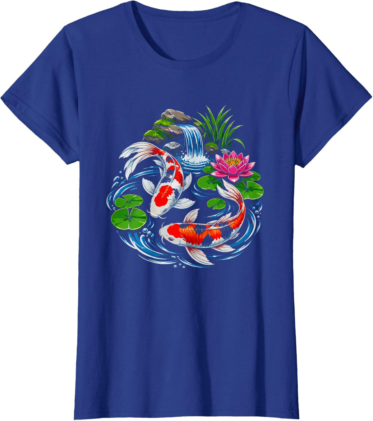Koi Pond Dad Lily Pad Minimalist Fish Line Art Father T-Shirt - Royal Blue