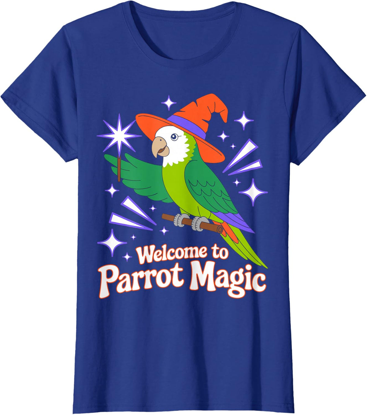 Welcome to Parrot Magic Parrot Design T-Shirt - Royal Blue