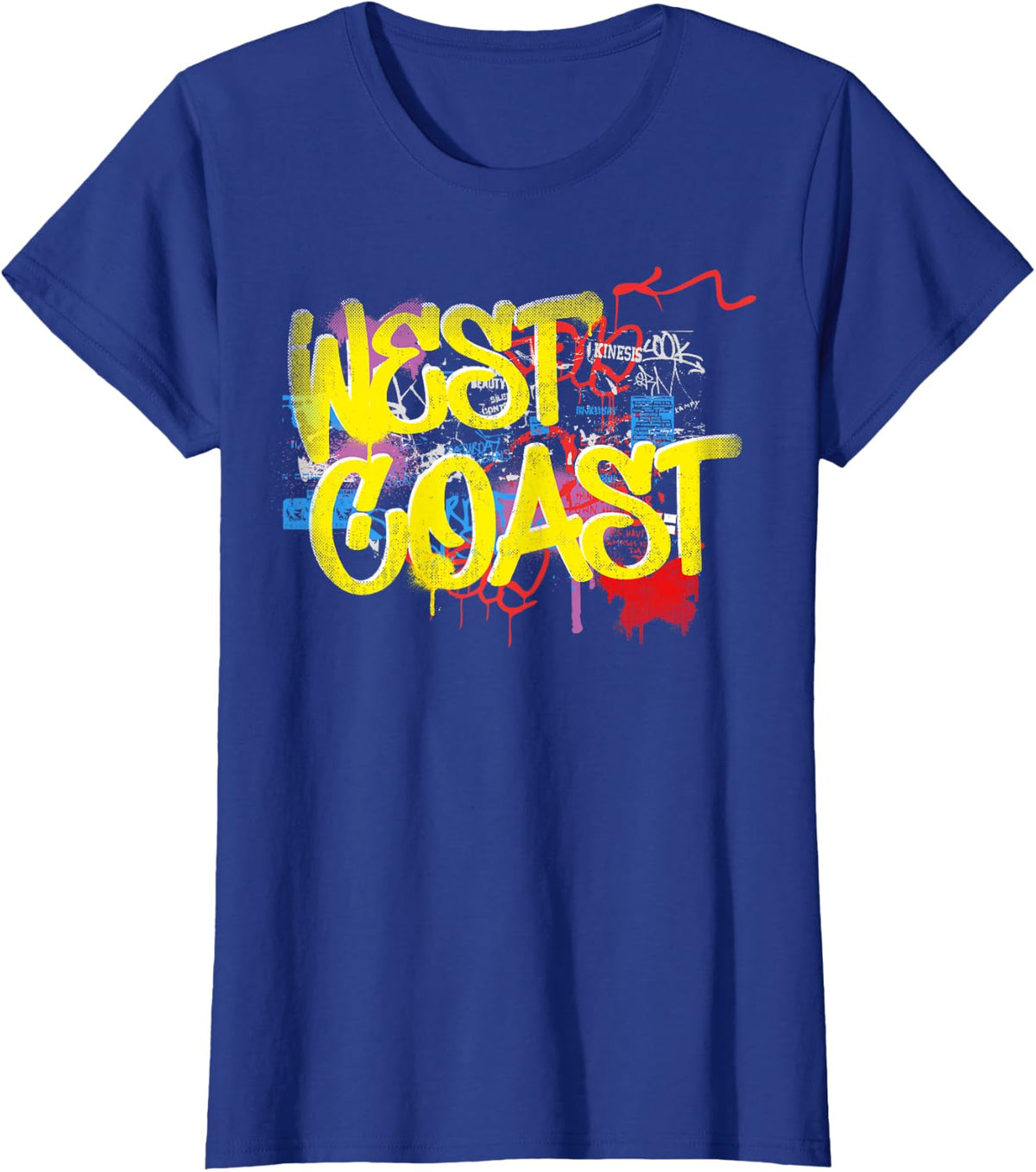 Fresh West Coast 80s 90s Hip Hop Rap Old School Graffiti T-Shirt - Royal Blue