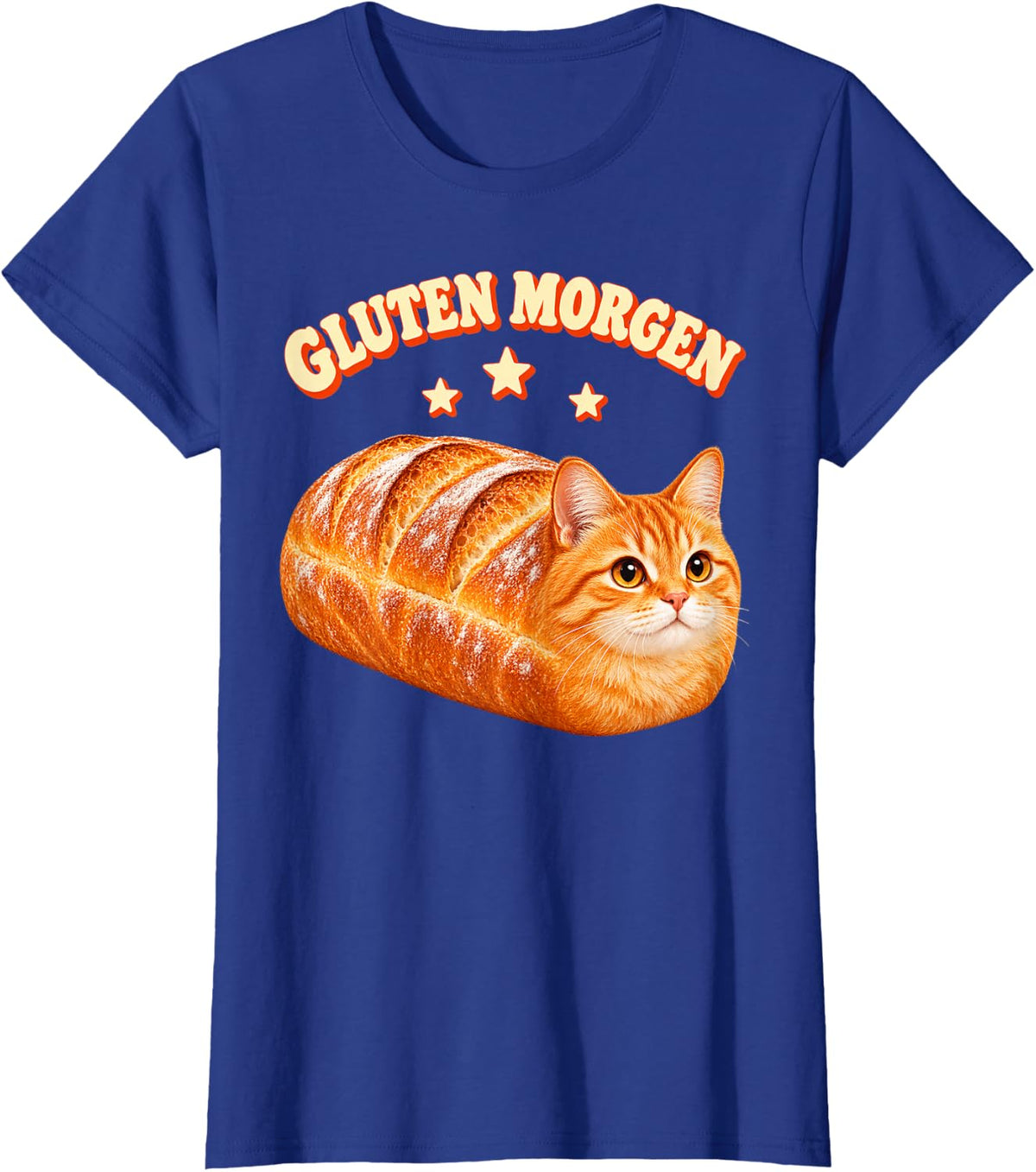 Gluten Morgen Funny Bread Cat Pun T-Shirt - Royal Blue
