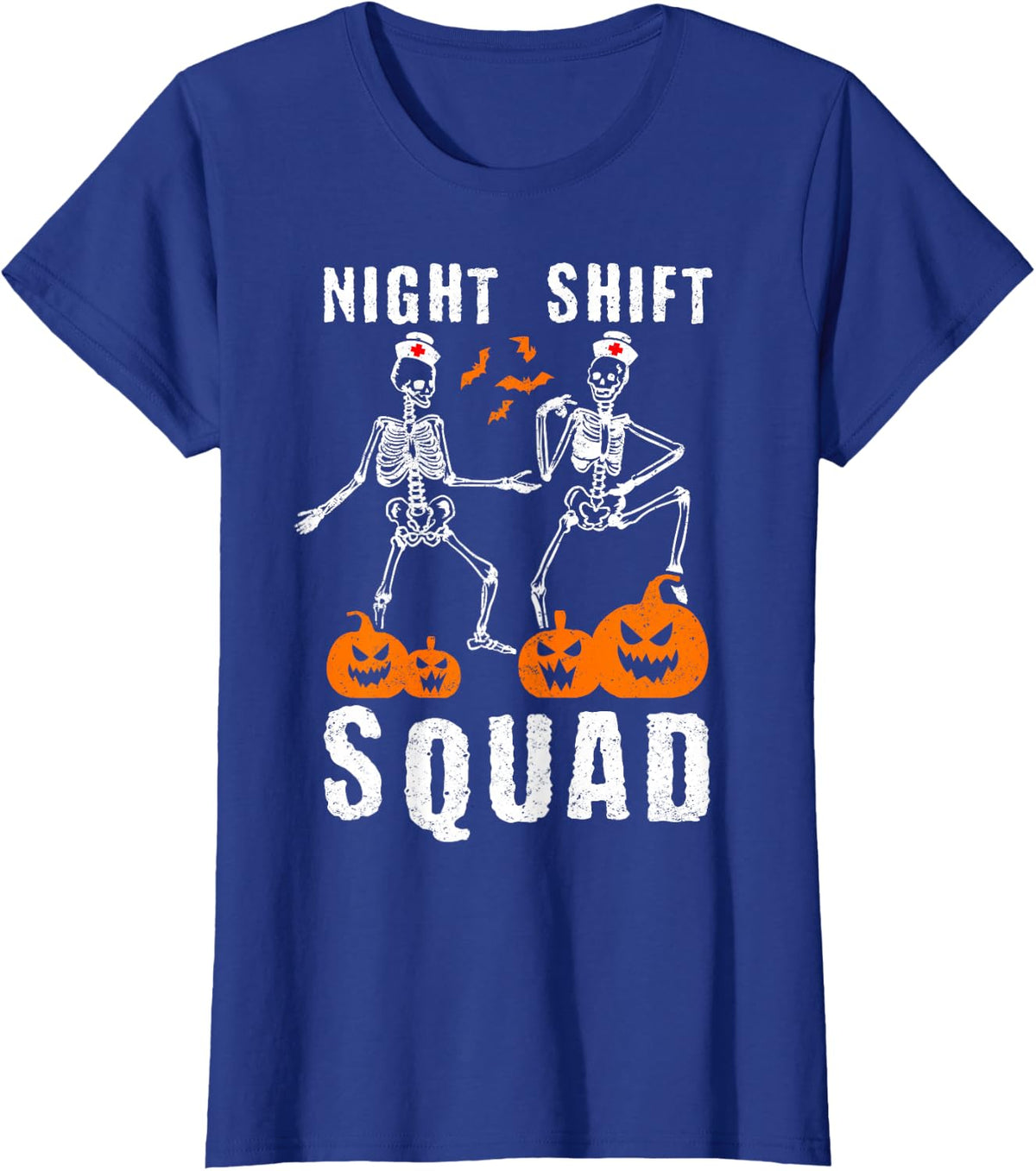 Funny night shift nurse skeleton halloween T-Shirt - Royal Blue