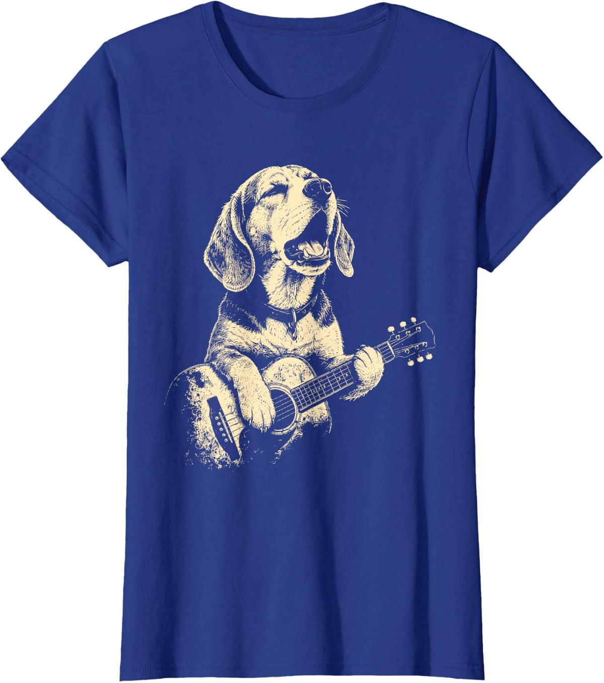 Beagle Playing Guitar Acoustic Dog Lover Musician T-Shirt - Royal Blue
