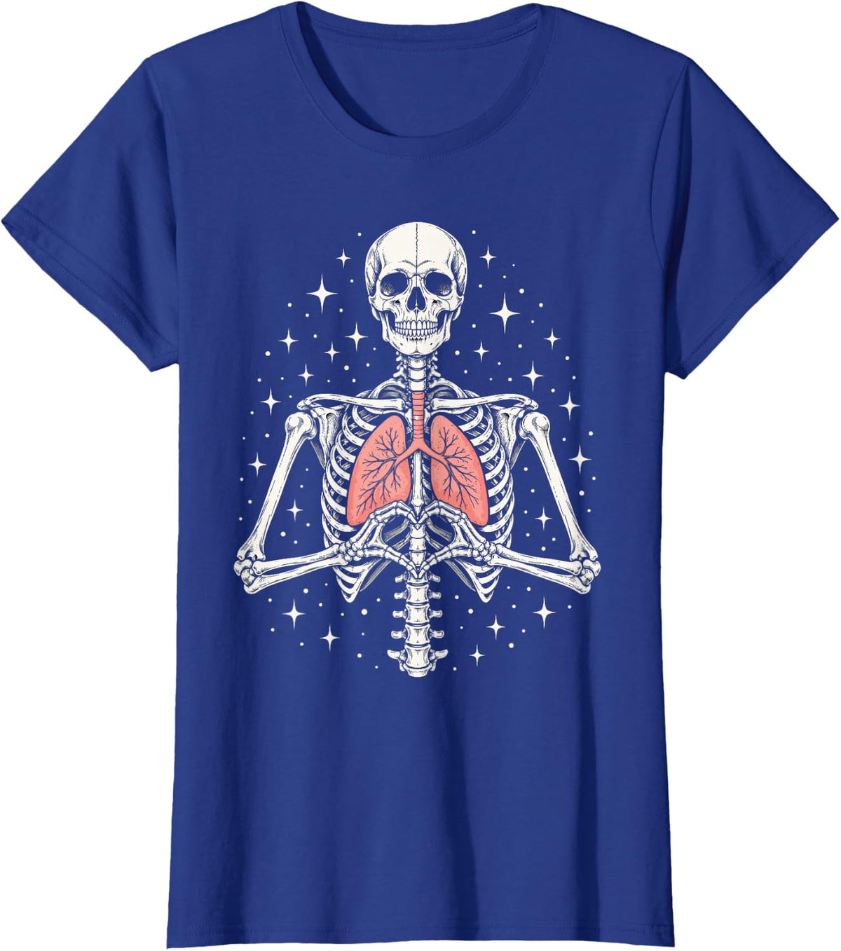 Skeleton Lungs Anatomy - Respiratory Therapist T-Shirt - Royal Blue