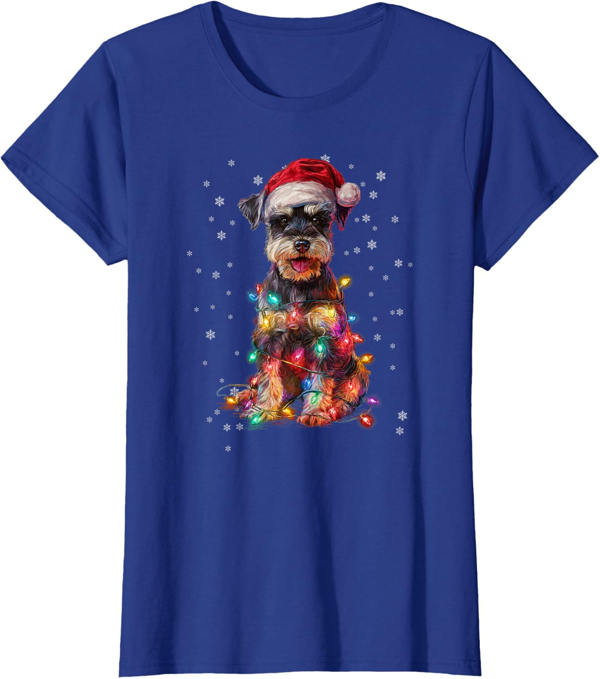 Christmas Dog Schnauzer Santa Xmas Women Men Kids T-Shirt - Royal Blue