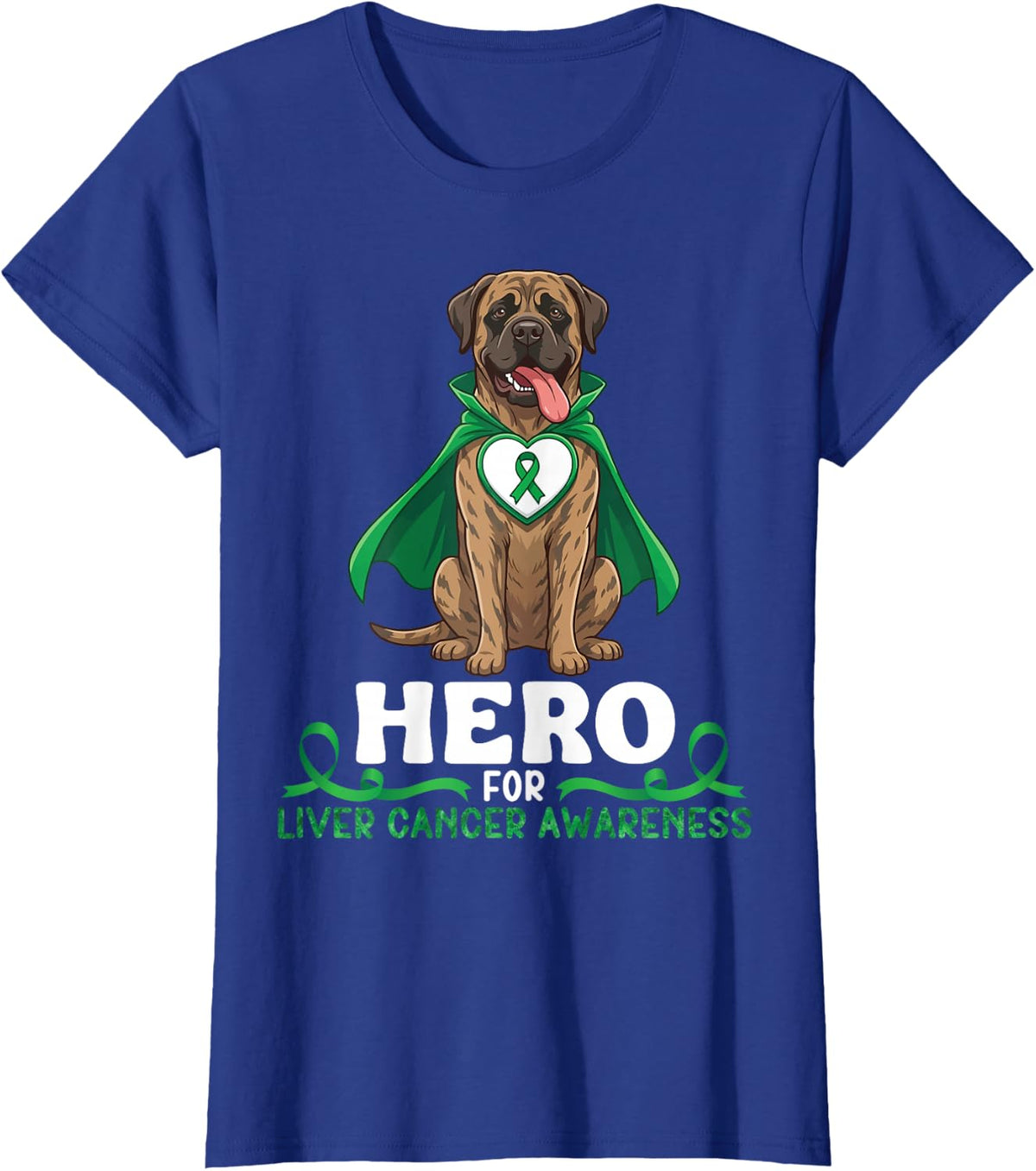Mastiff Dog Hero for Liver Cancer Awareness Support Warrior T-Shirt - Royal Blue