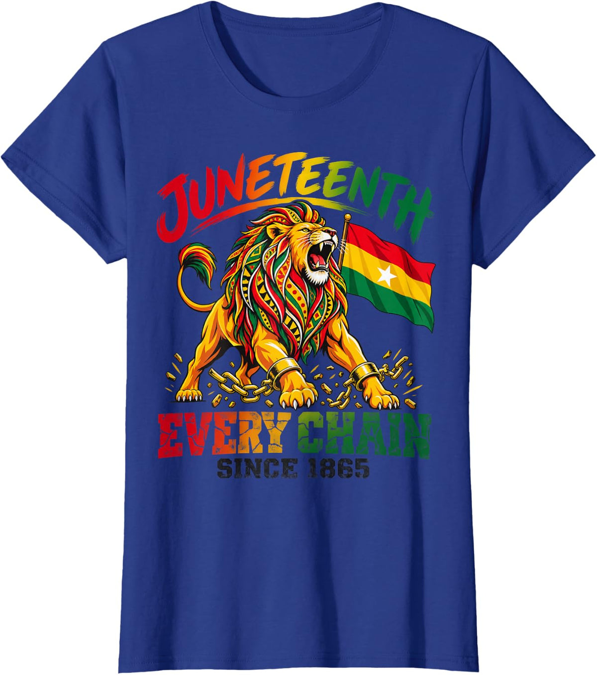 Juneteenth Lion Roar Since 1865 Freedom T-Shirt - Royal Blue