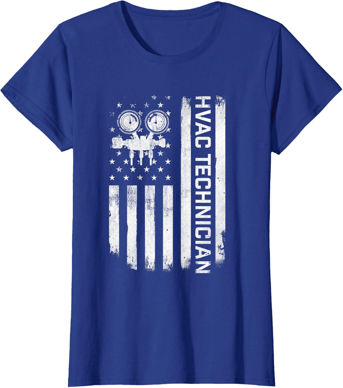Patriotic HVAC Technician US Flag AC Repairman HVAC Tech T-Shirt - Royal Blue