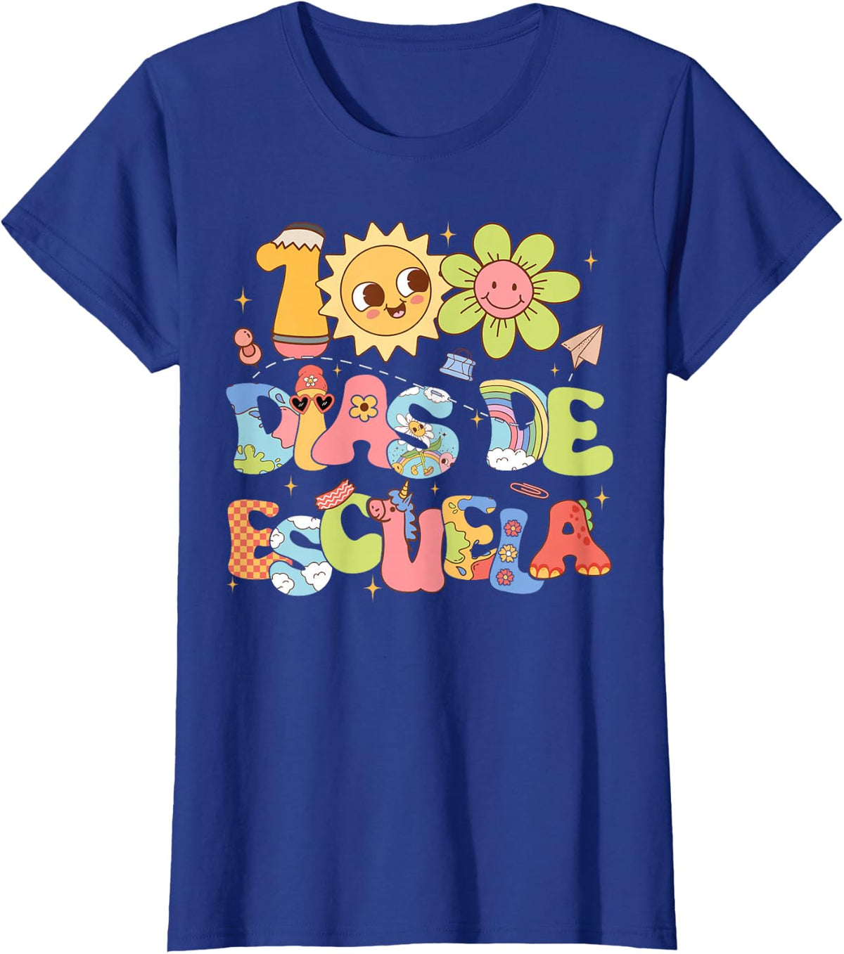 Feliz 100 Dias De Escuela Spanish Happy 100Th Day Of School T-Shirt - Royal Blue