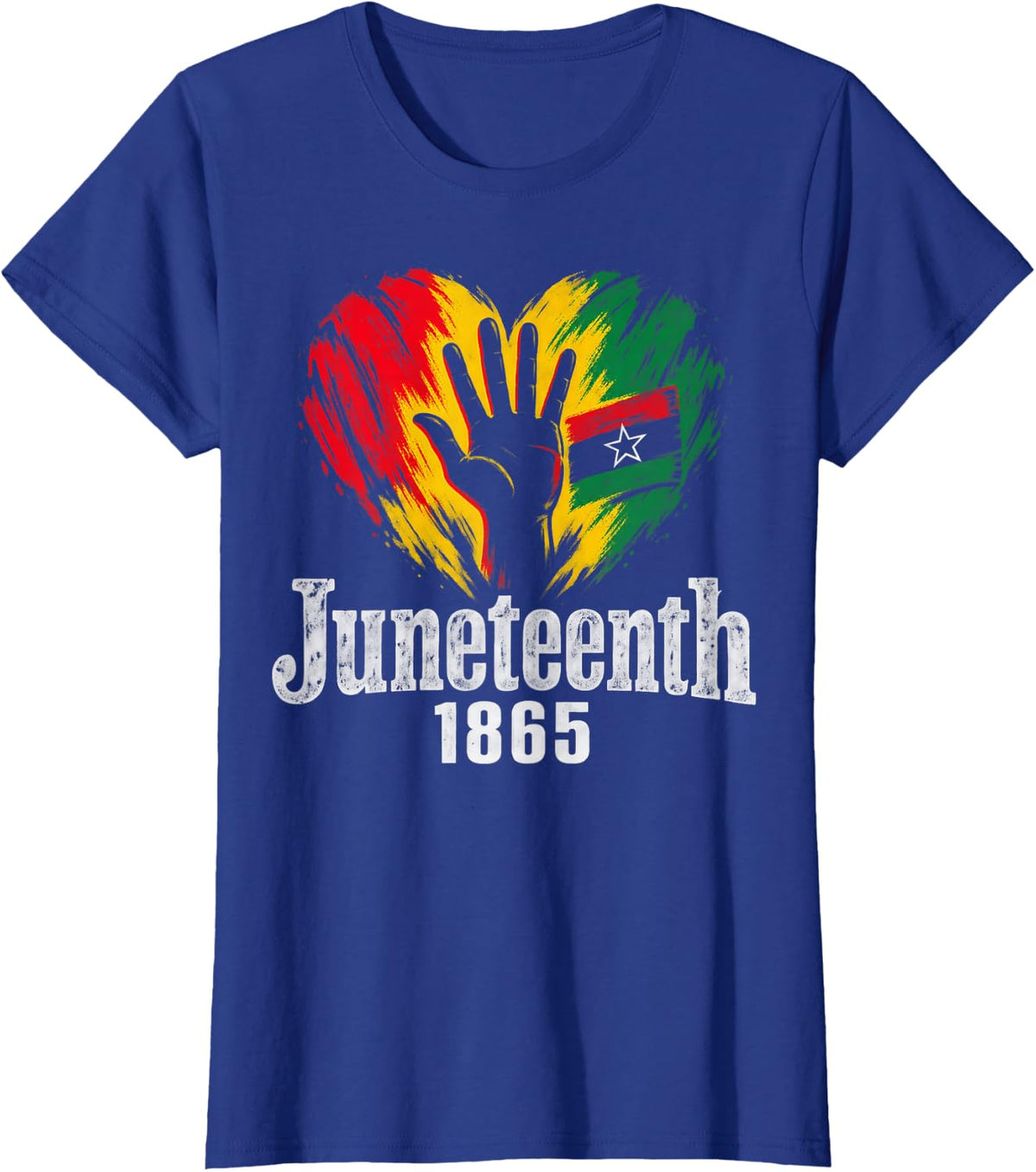 Juneteenth Heart Pan-African Flag 1865 Freedom T-Shirt - Royal Blue