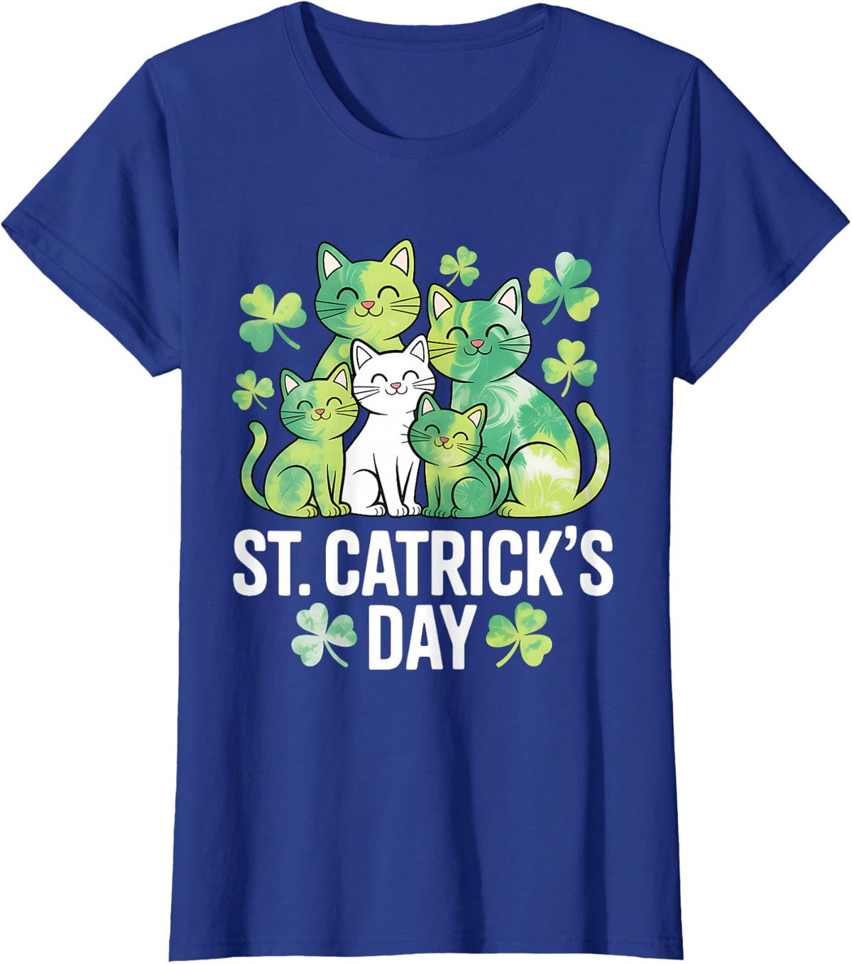 St Patricks Tie Dye Catricks Day Cats Saint Pattys Cat Lover T-Shirt - Royal Blue