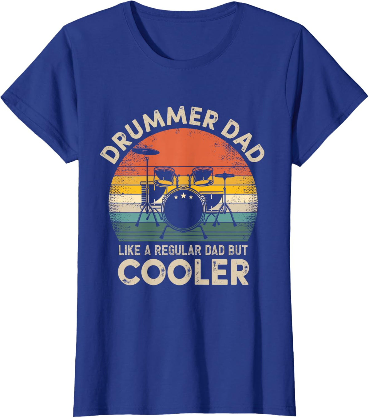 Vintage Drummer Dad Like A Regular Retro Drums Dad T-Shirt - Royal Blue