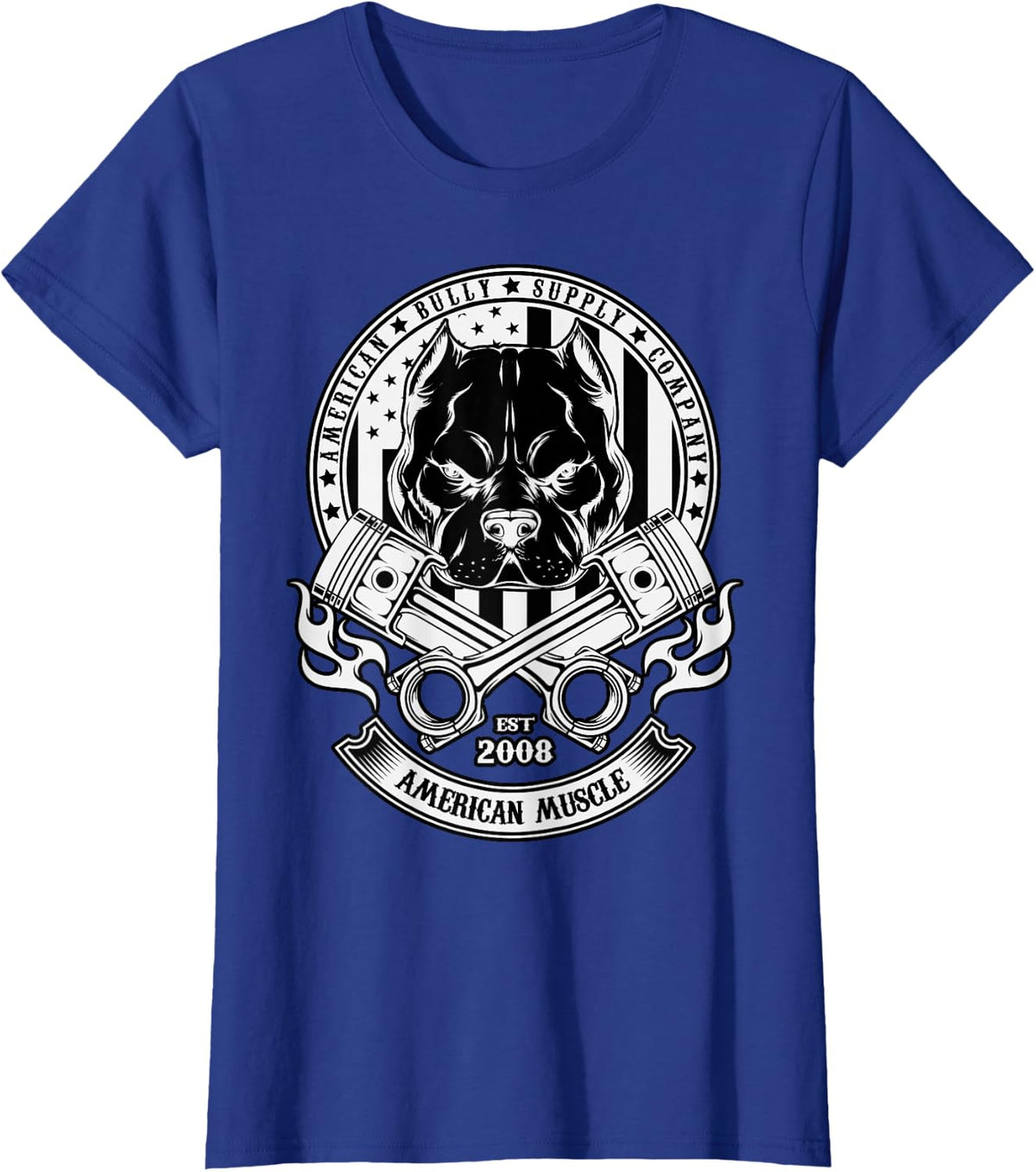 American Muscle Hard Head Pit Bull American Bully Tee T-Shirt - Royal Blue