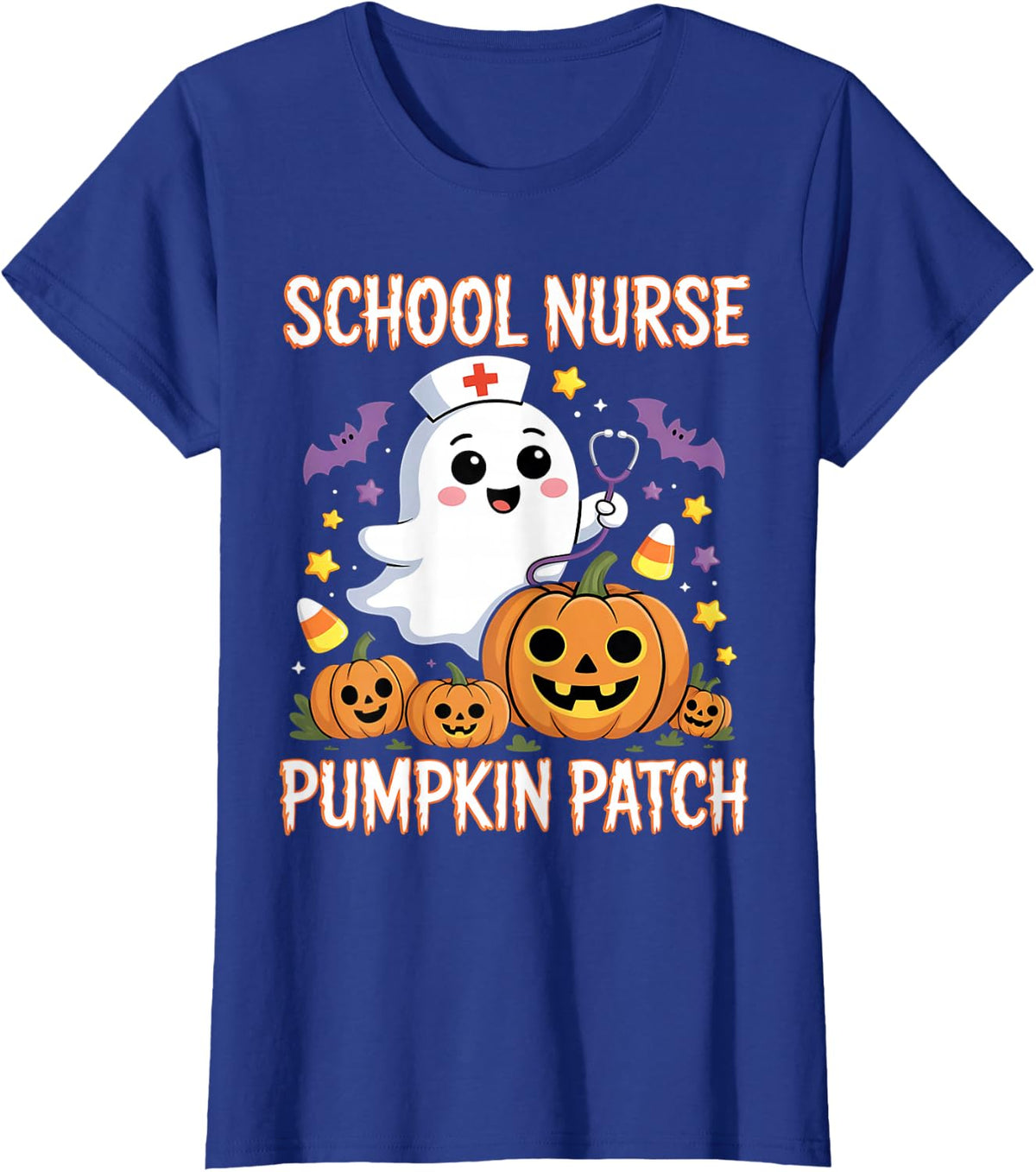 School Nurse Halloween Shirt School Nurse Pumpkin Patch T-Shirt - Royal Blue