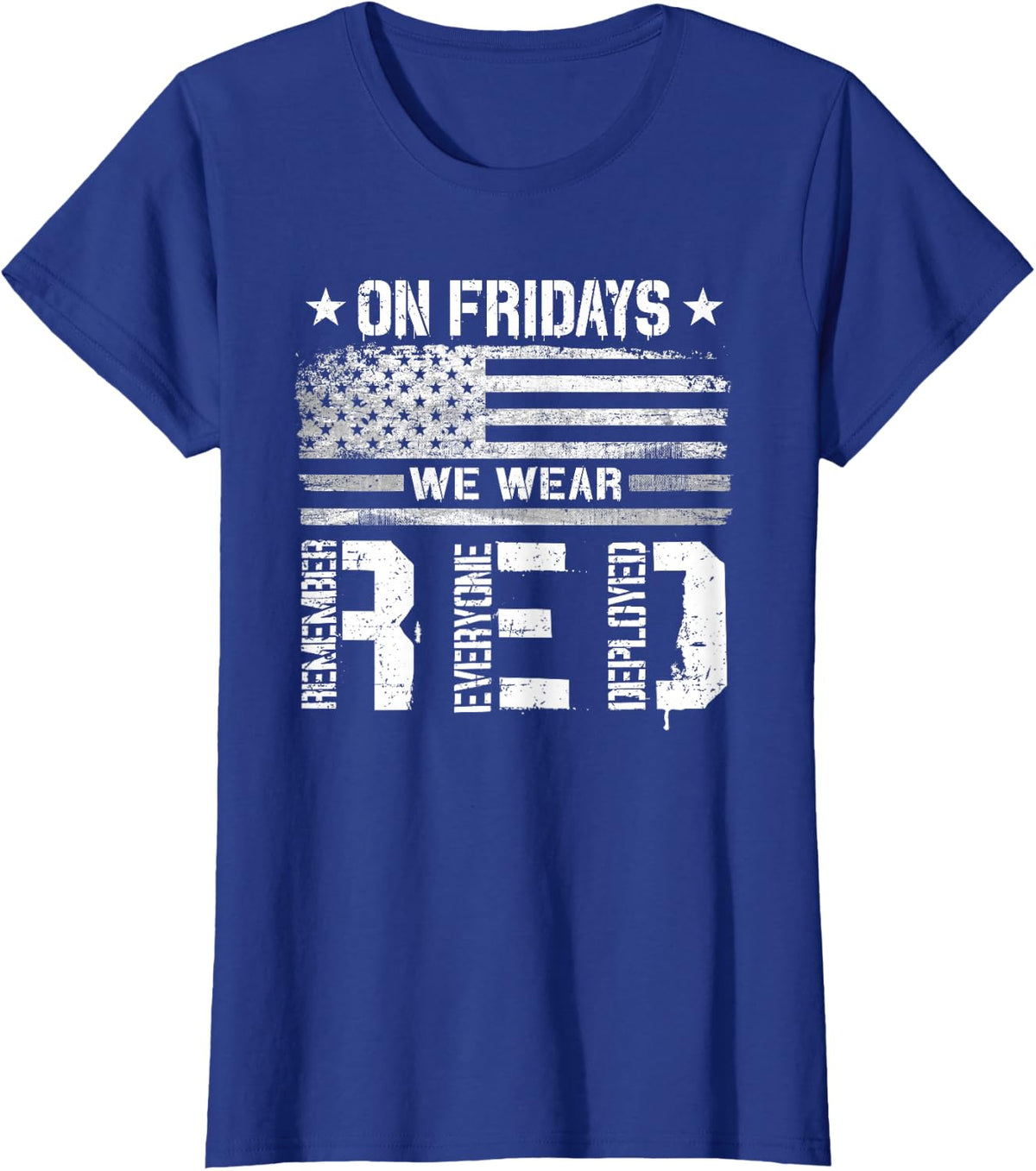 On Friday We Wear Red American Flag Military Supportive T-Shirt - Royal Blue