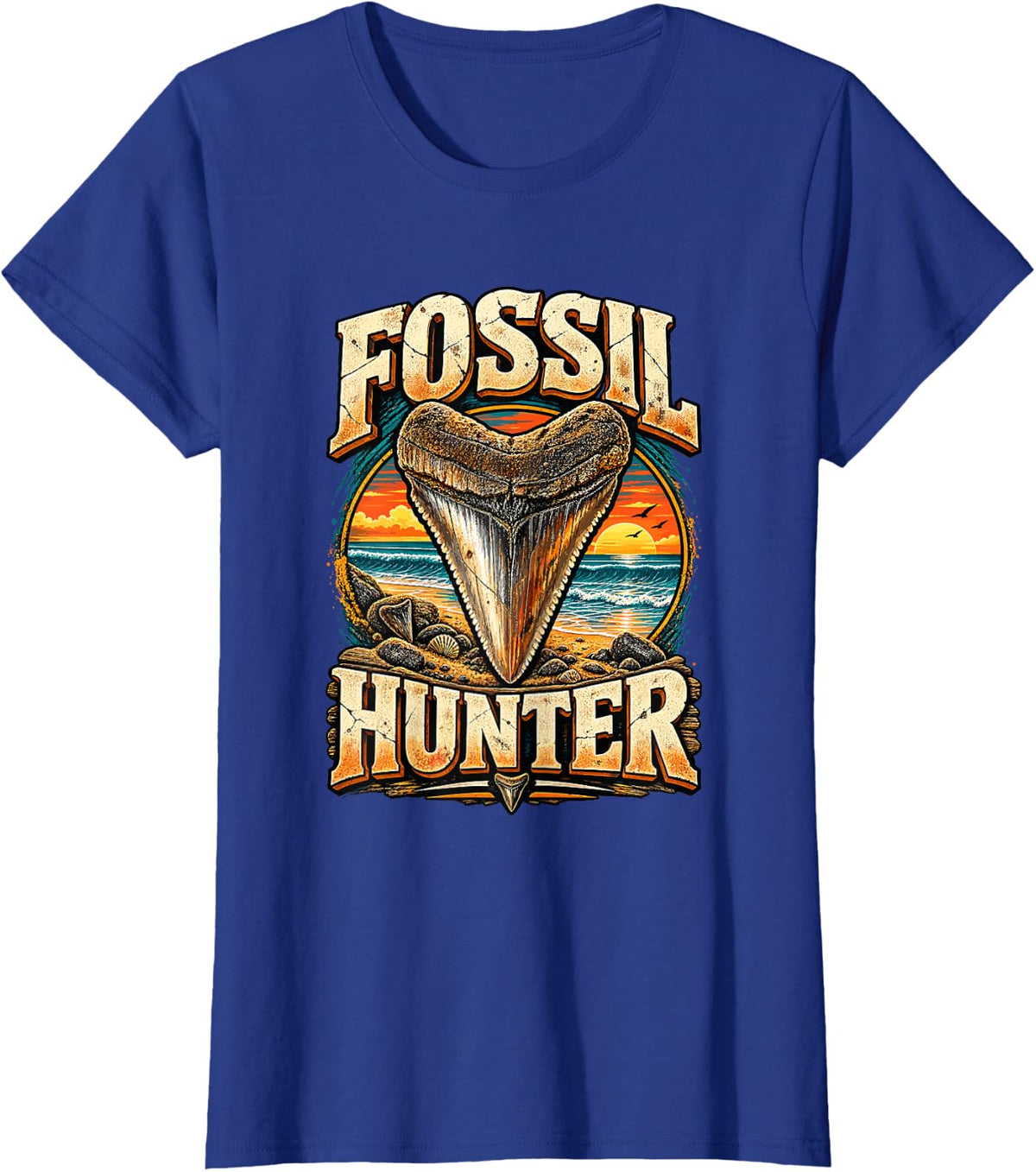 Fossil Hunter Paleontology Fossil Collector T-Shirt - Royal Blue